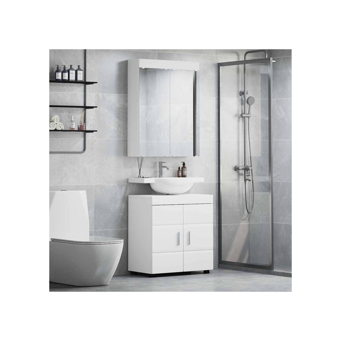 Ensemble de mobilier de salle de bain TULUM 2 pièces Blanc