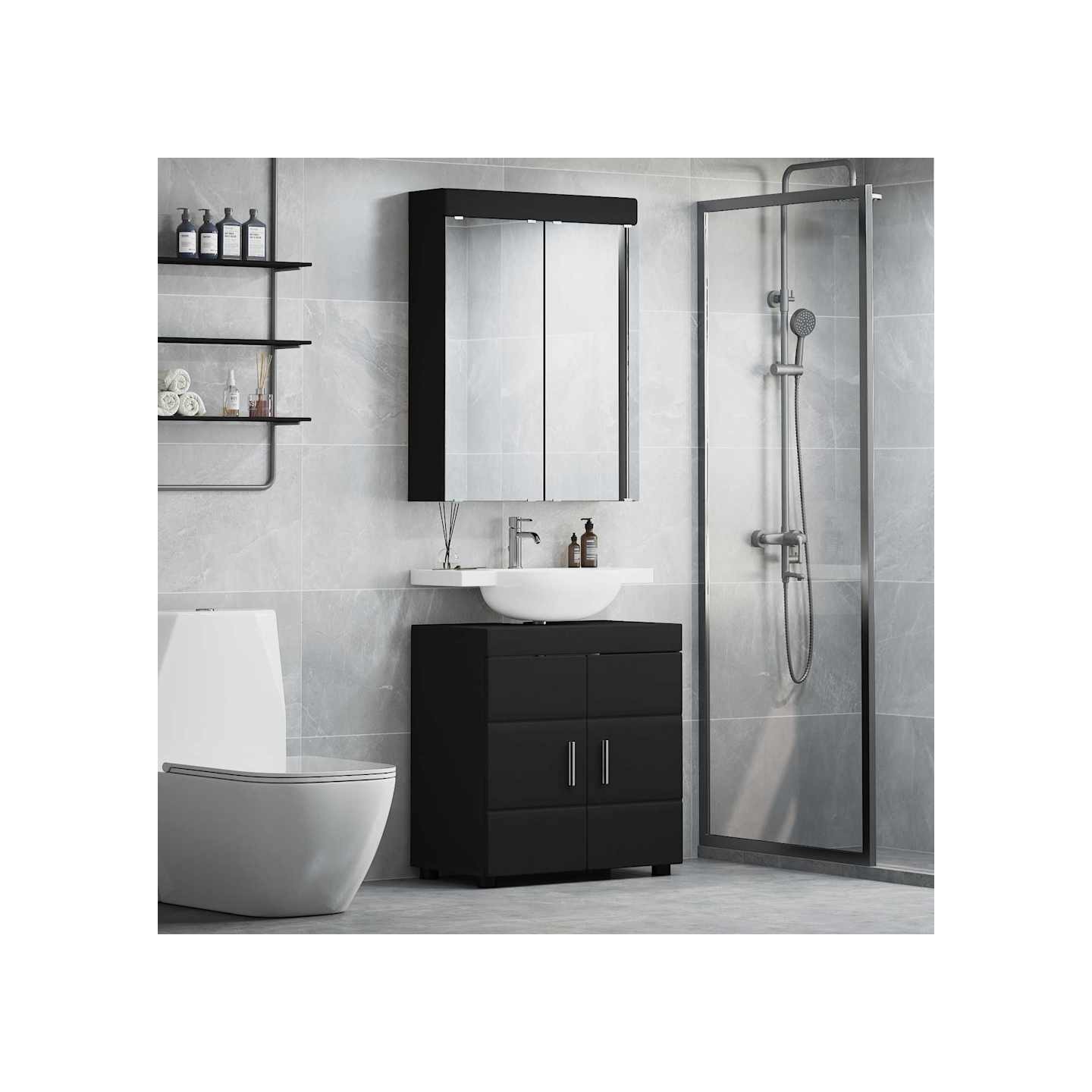 Ensemble de mobilier de salle de bain TULUM 2 pièces Noir