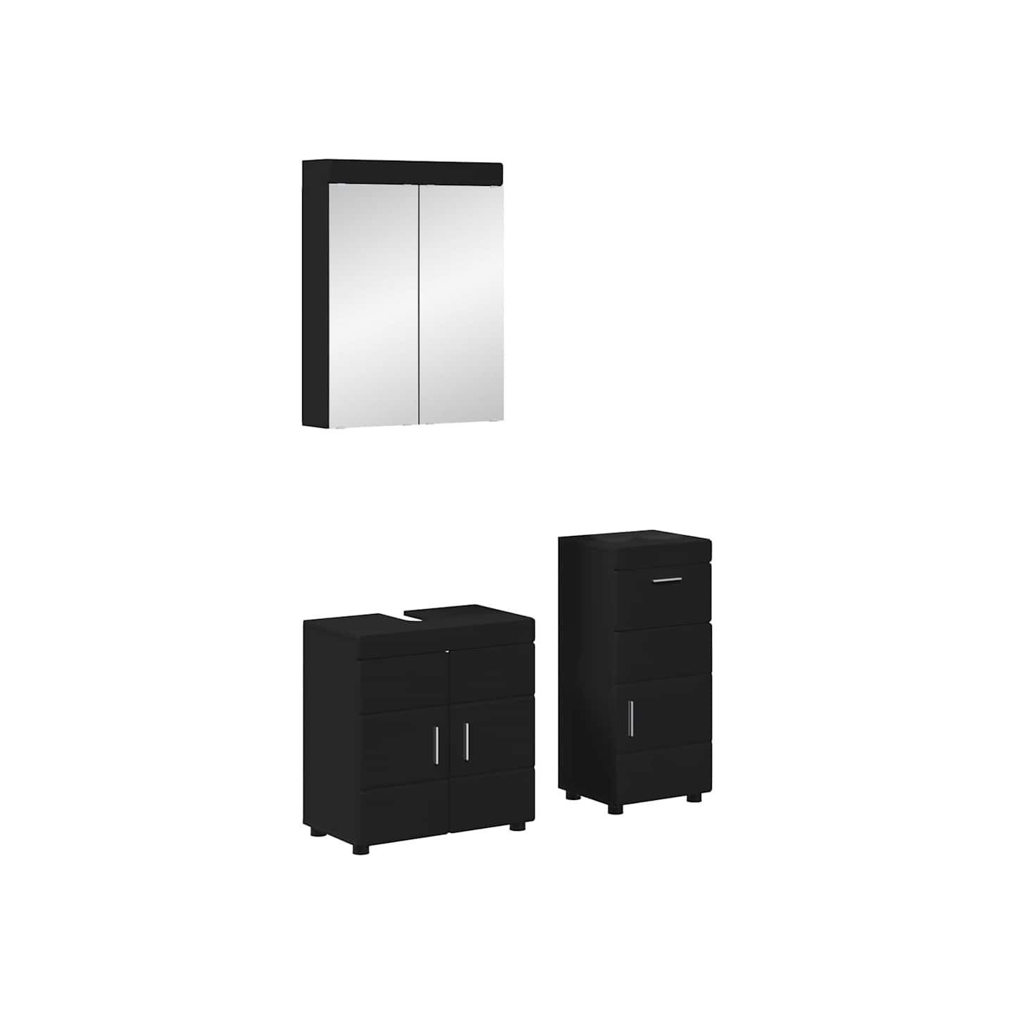 Ensemble de mobilier de salle de bain TULUM 3 pièces Noir