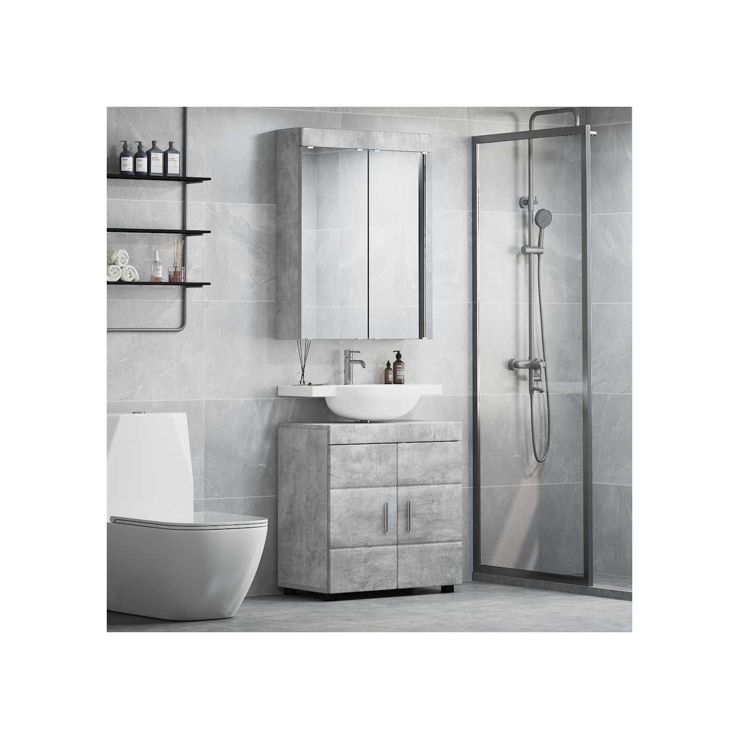 Ensemble de mobilier de salle de bain TULUM 2 pc Gris béton