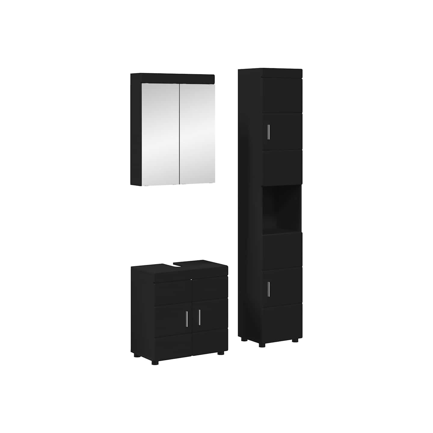 Ensemble de mobilier de salle de bain TULUM 3 pièces Noir