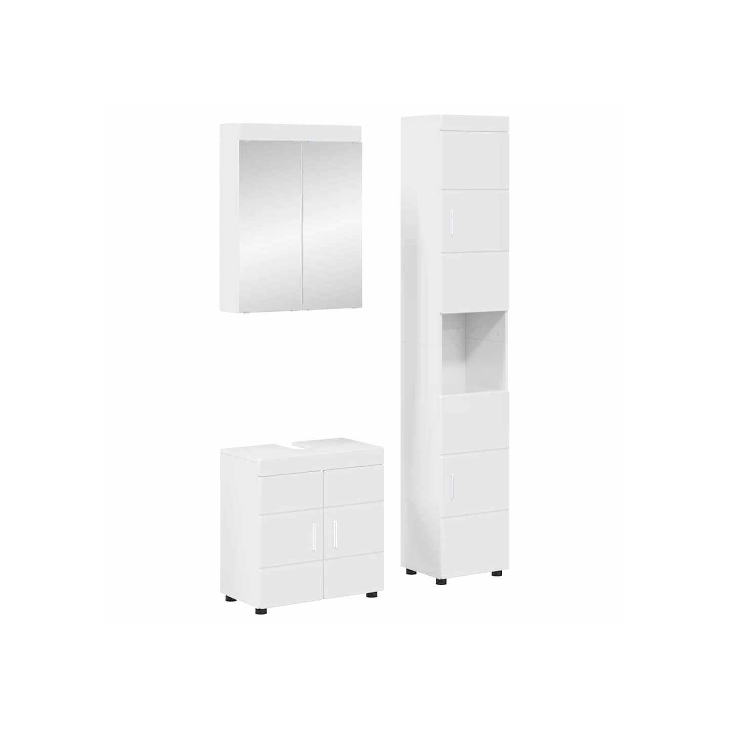 Ensemble de mobilier de salle de bain TULUM 3 pc Blanc brillant