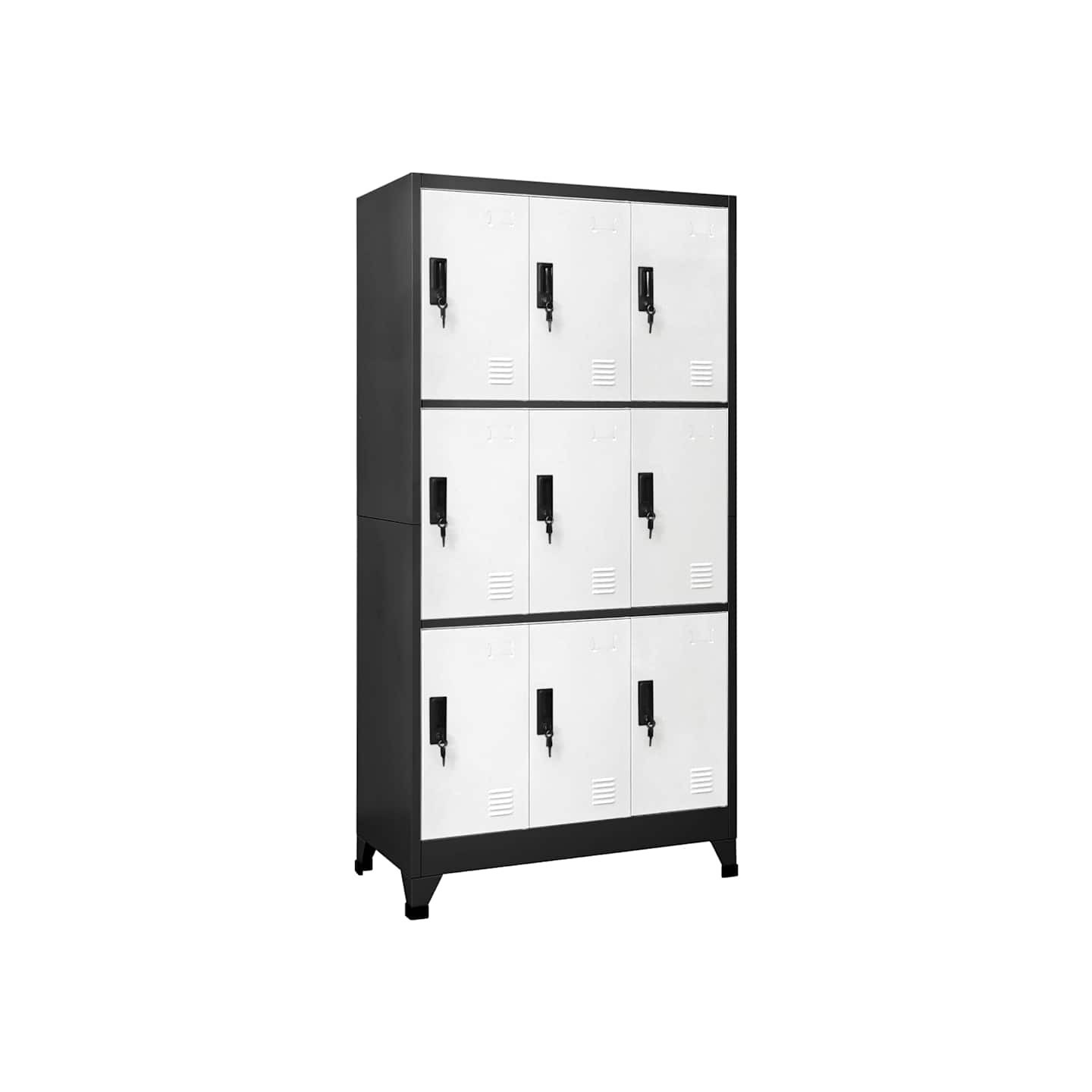 Armoire à casiers Anthracite et blanc 90x45x180 cm Acier
