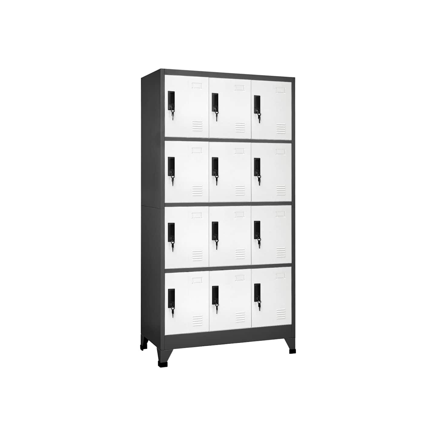 Armoire à casiers Anthracite et blanc 90x45x180 cm Acier