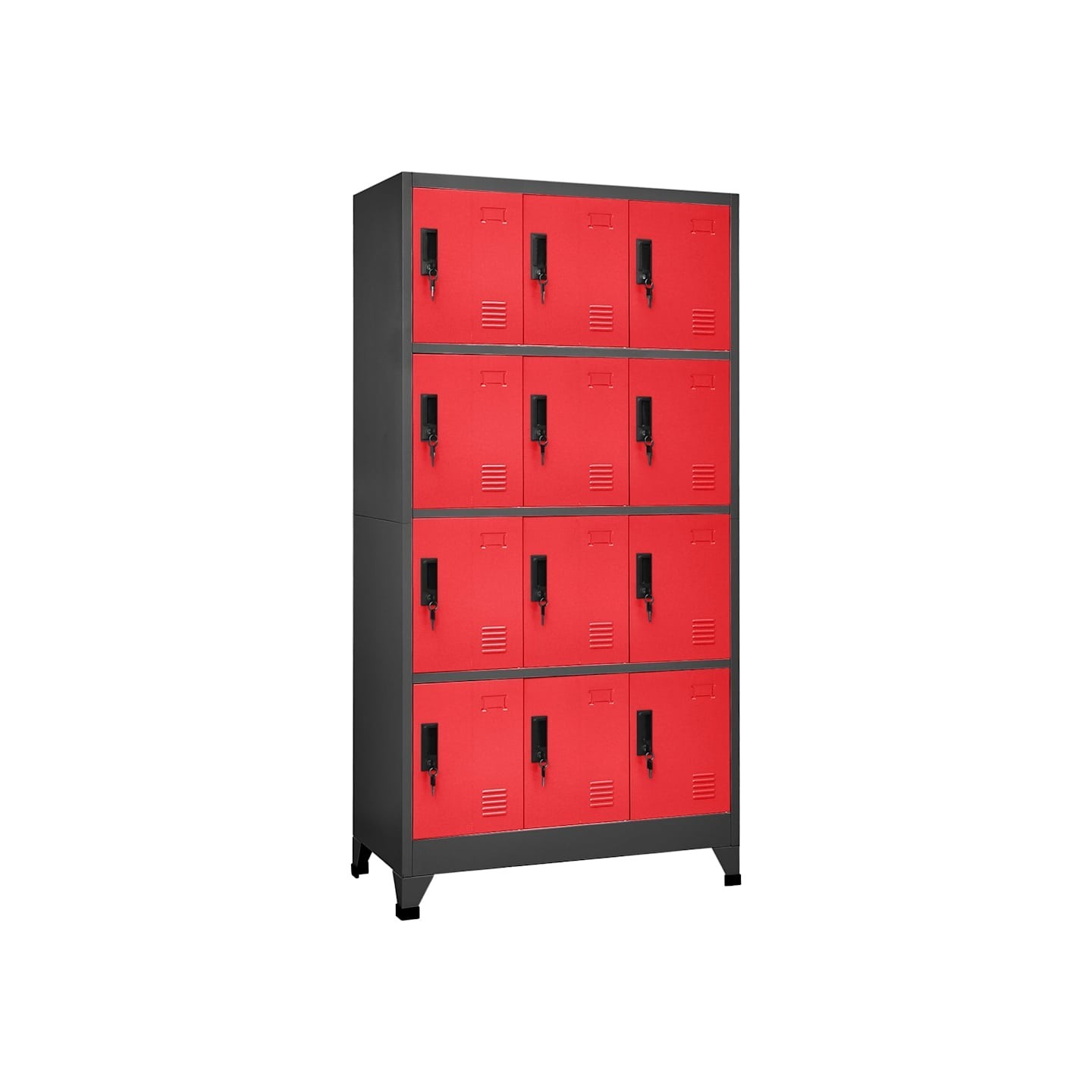 Armoire à casiers Anthracite et rouge 90x45x180 cm Acier