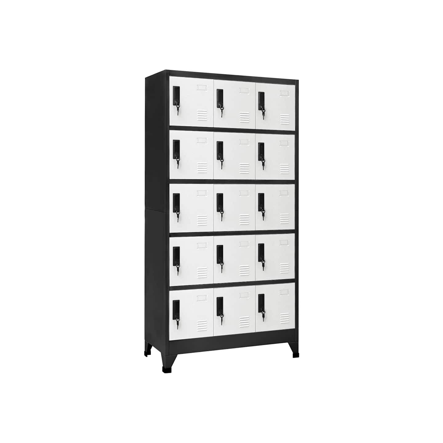 Armoire à casiers Anthracite et blanc 90x40x180 cm Acier