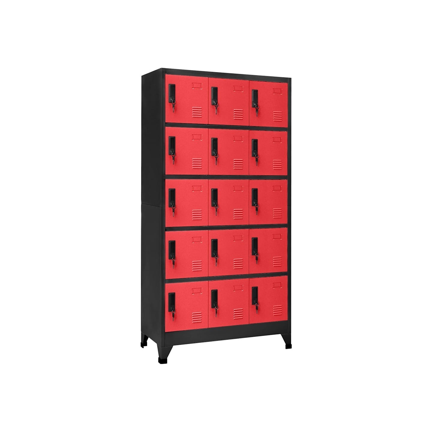Armoire à casiers Anthracite et rouge 90x40x180 cm Acier