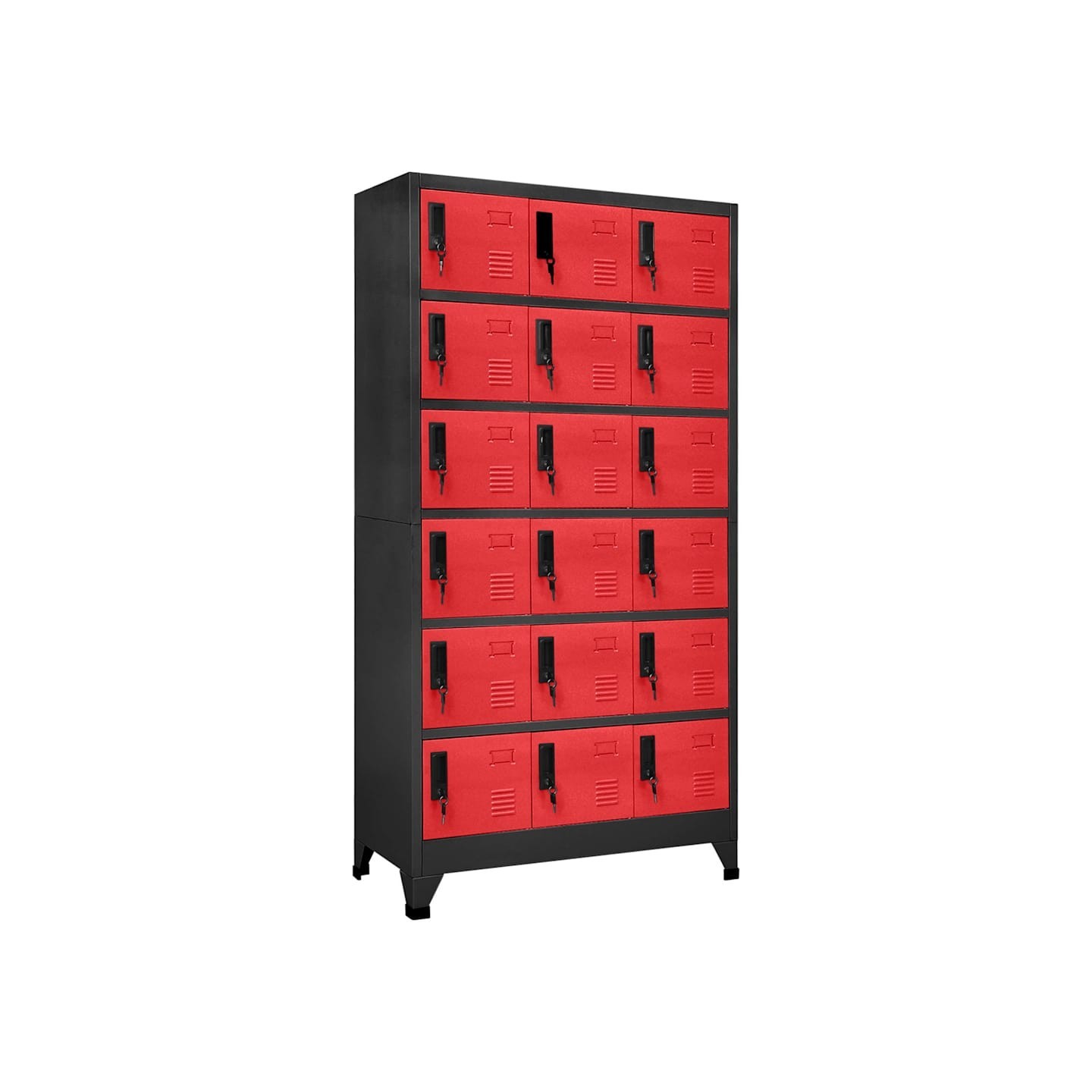 Armoire à casiers Anthracite et rouge 90x40x180 cm Acier