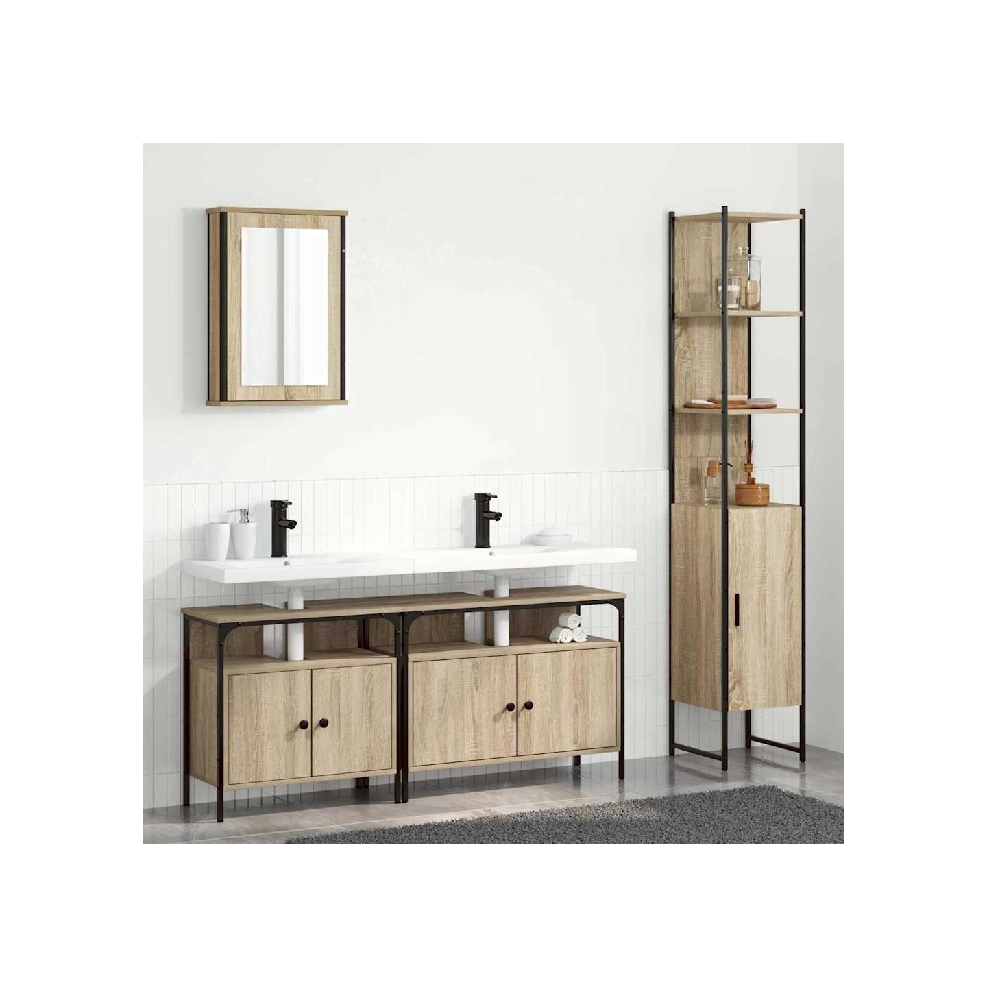 Ensemble de mobilier de salle de bain 4 pc Chêne Sonoma