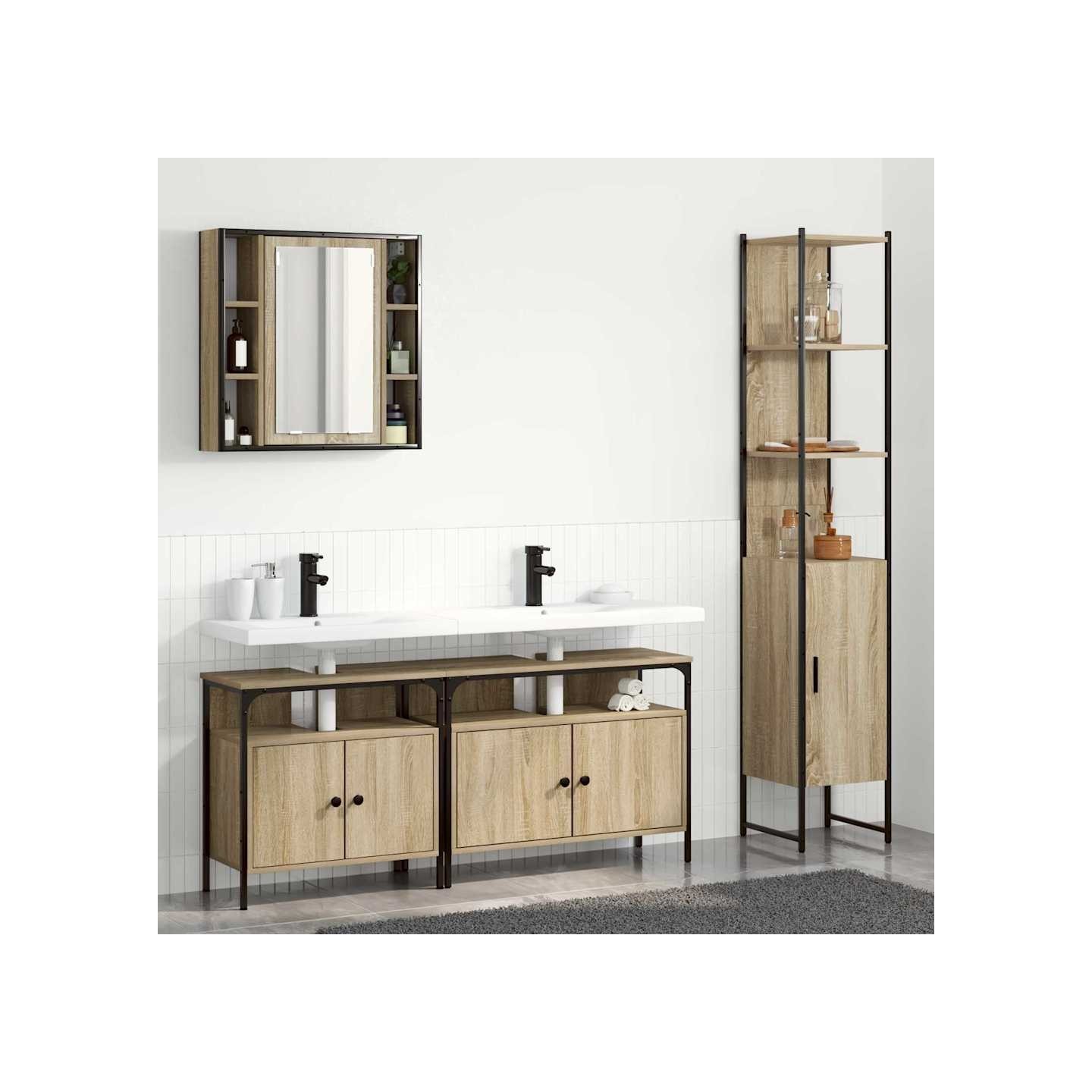 Ensemble de mobilier de salle de bain 4 pc Chêne Sonoma