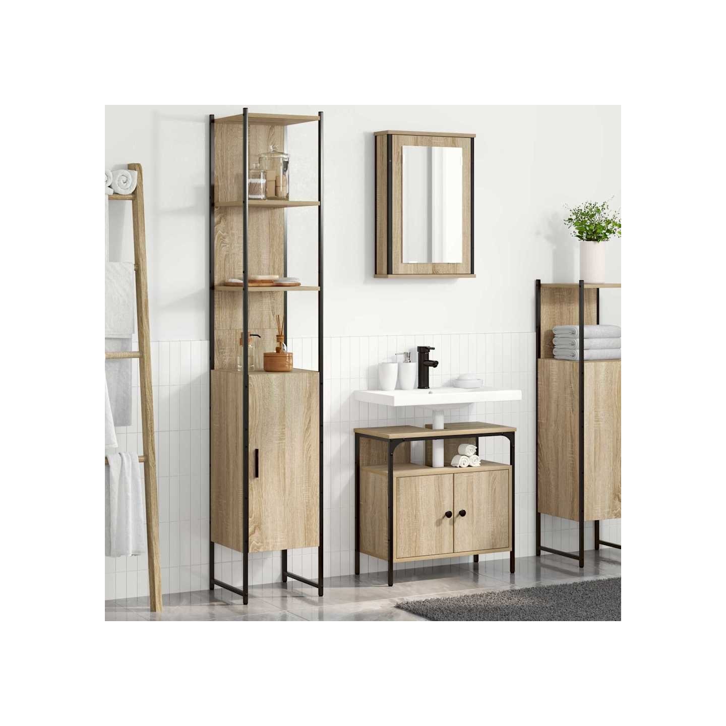 Ensemble de mobilier de salle de bain 3 pc Chêne Sonoma