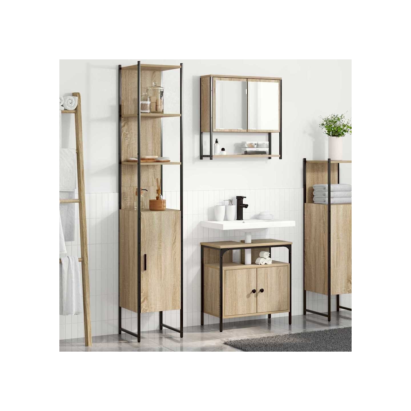 Ensemble de mobilier de salle de bain 3 pc Chêne Sonoma