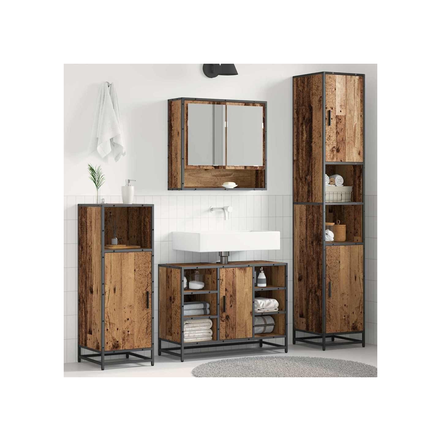 Ensemble de mobilier de salle de bain Bois Ancien