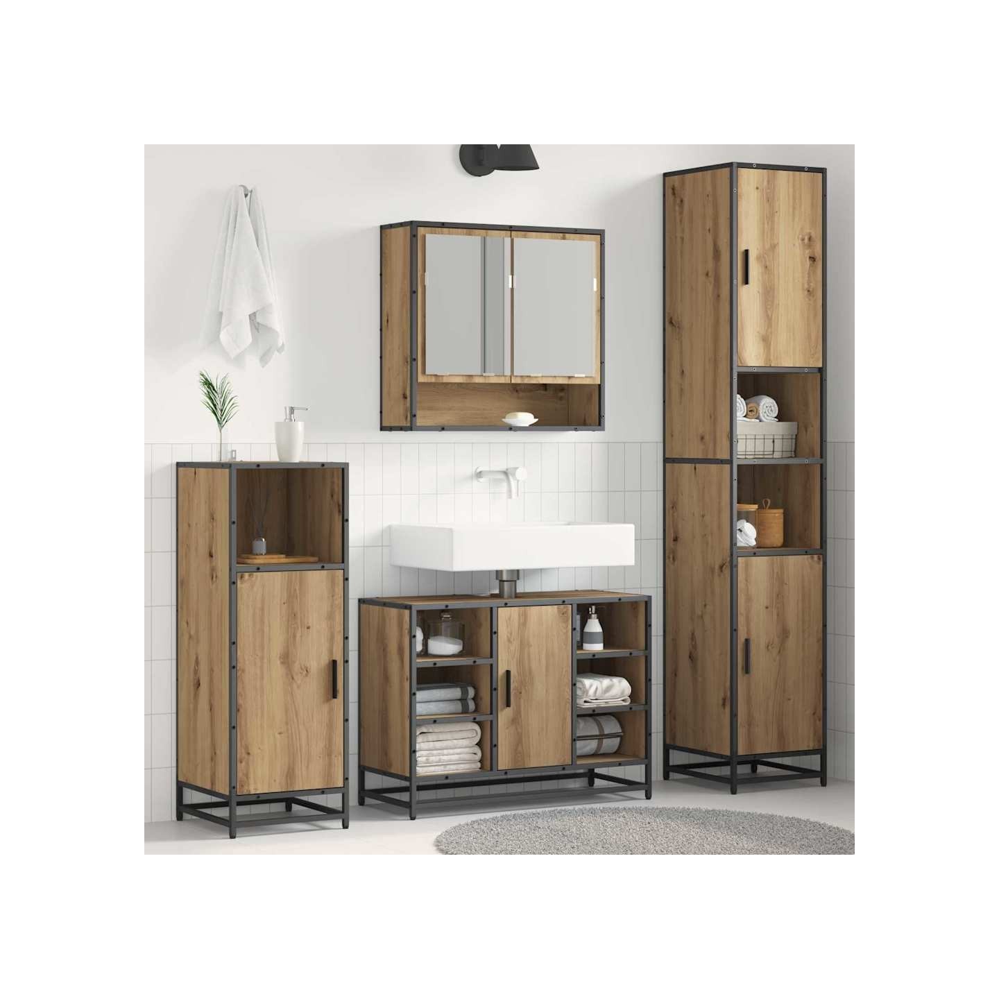 Ensemble de mobilier de salle de bain Chêne artisanal