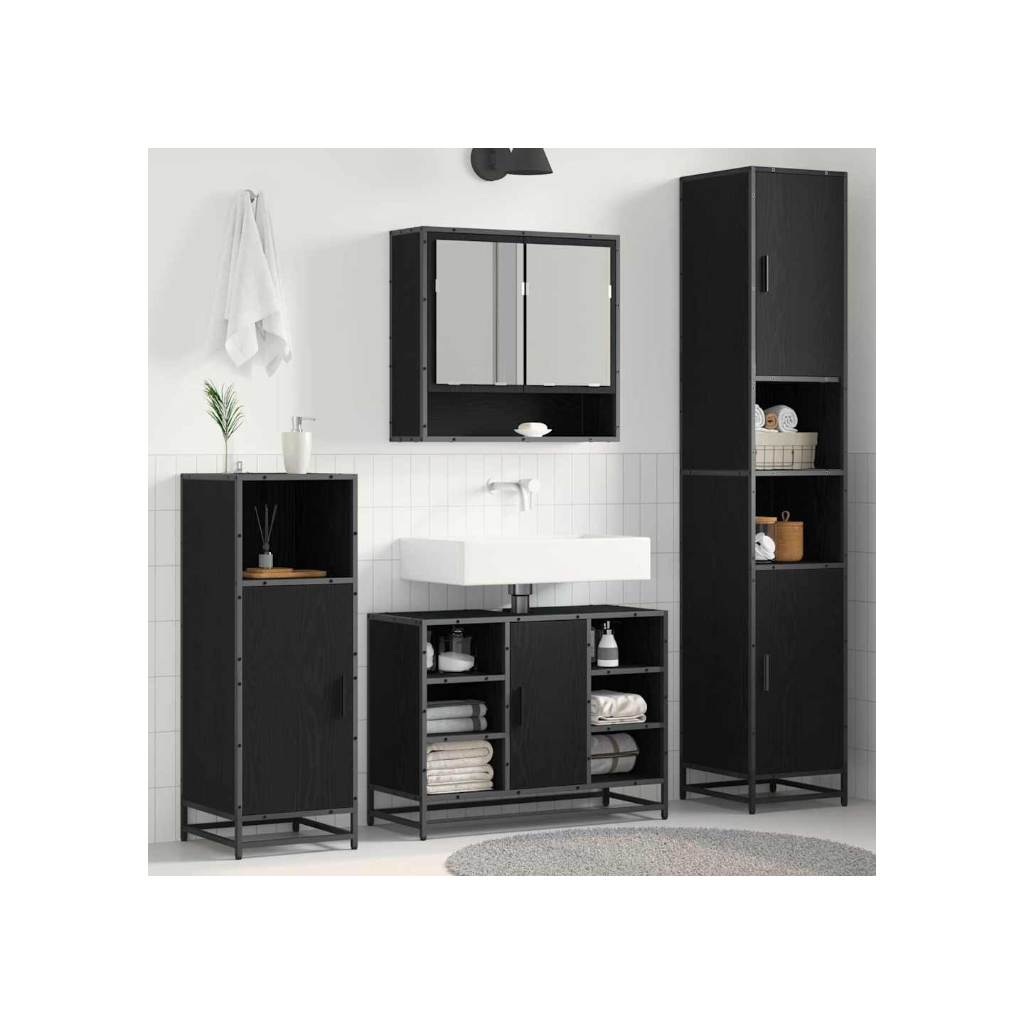 Ensemble de mobilier de salle de bain Chêne noir