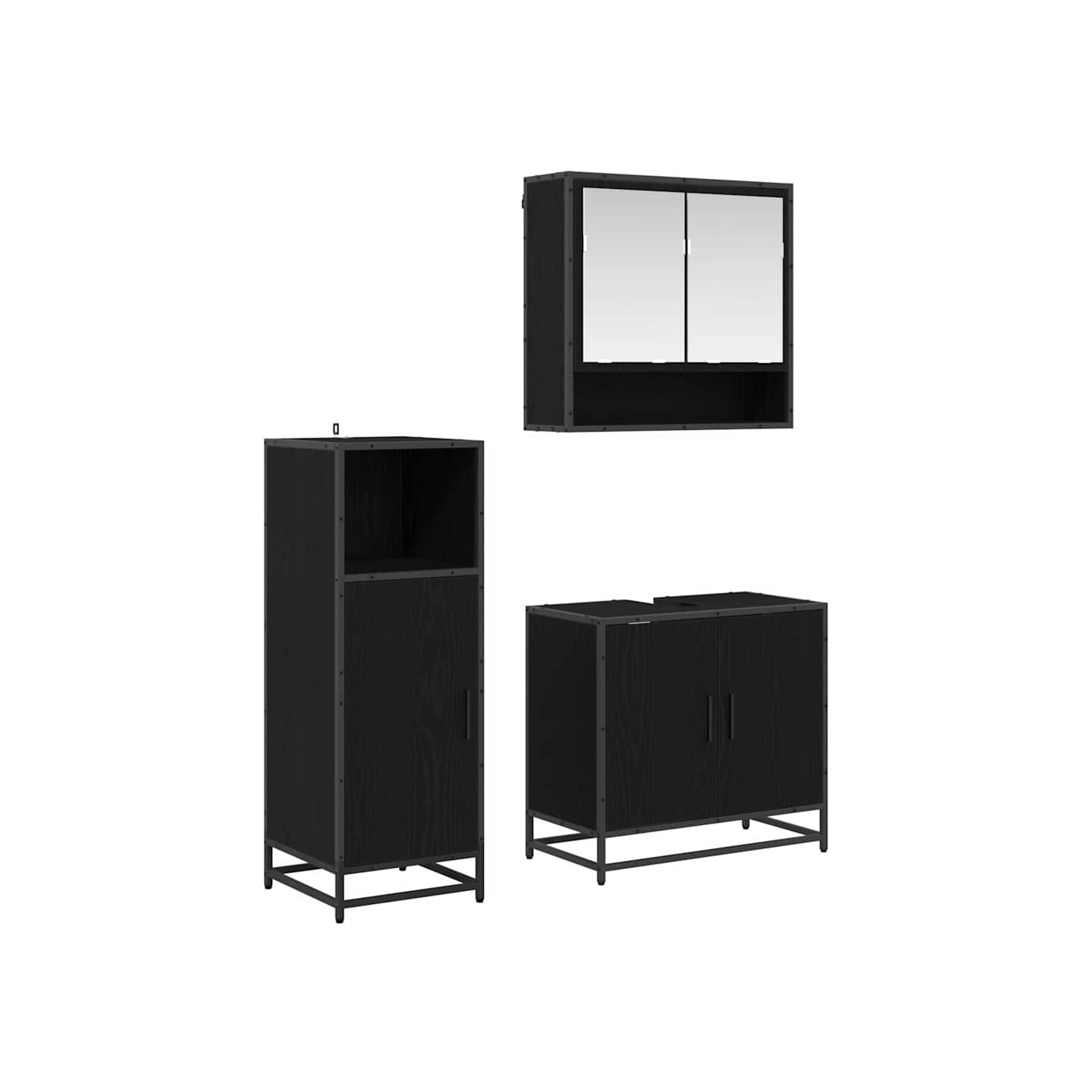 Ensemble de mobilier de salle de bain 3 pc Chêne noir