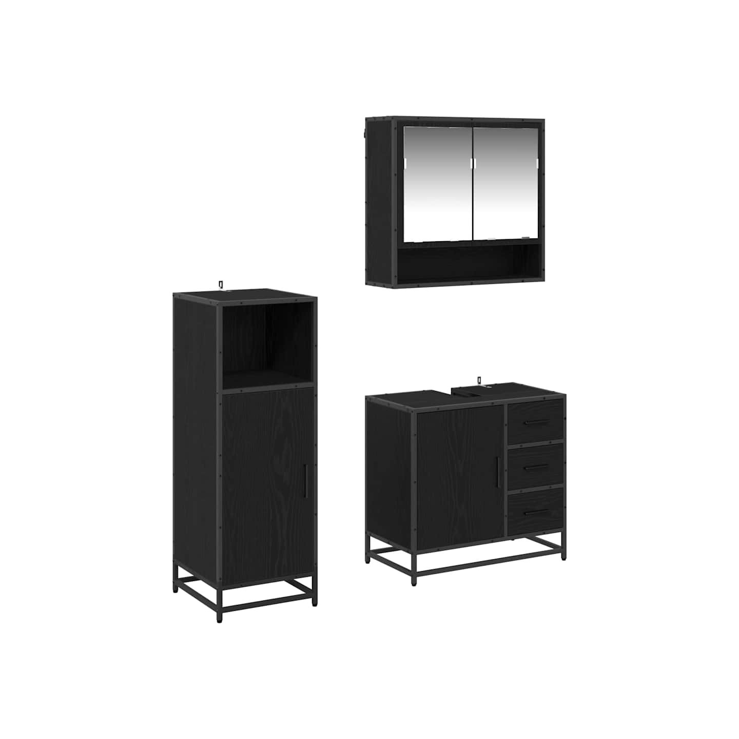 Ensemble de mobilier de salle de bain 3 pc Chêne noir