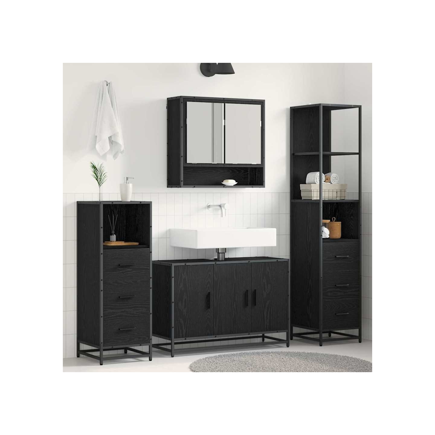 Ensemble de mobilier de salle de bain 3 pc Chêne artisanal