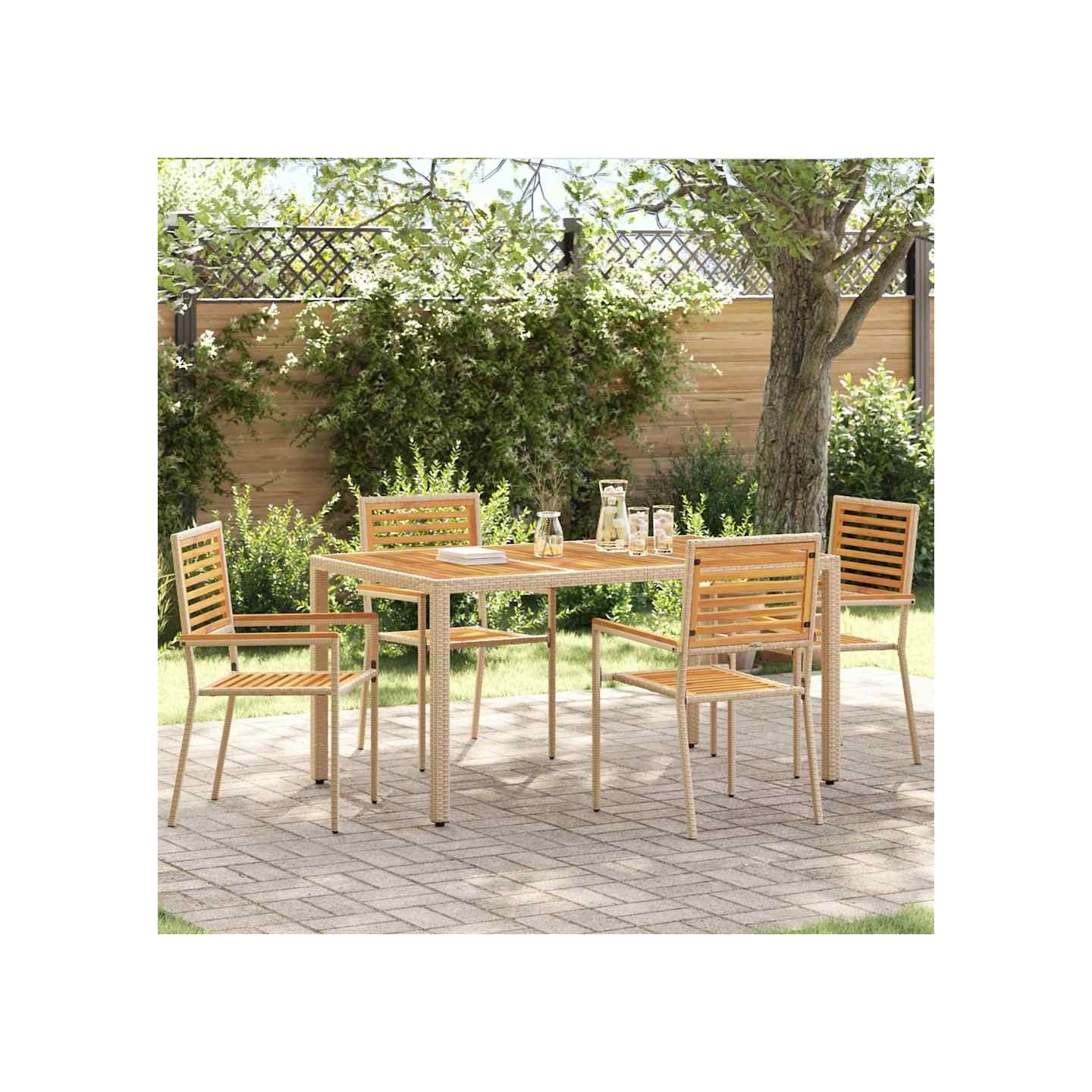 Chaises empilables de jardin 4 pc Marron et beige