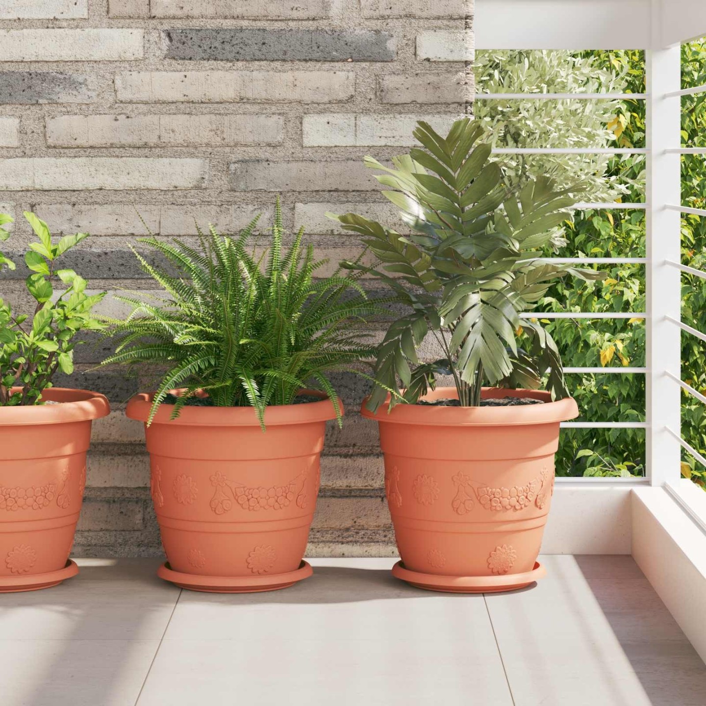 Pots de plantes 24 pc Rouge brique Ø 30 x 25 cm Plastique