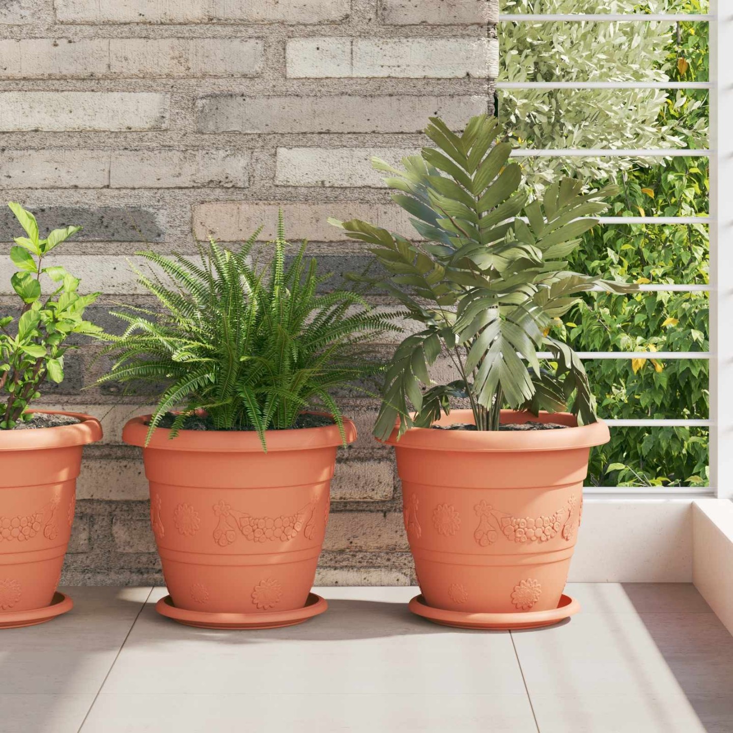 Pots de plantes 6 pc Rouge brique Ø 26 x 21.5 cm Plastique