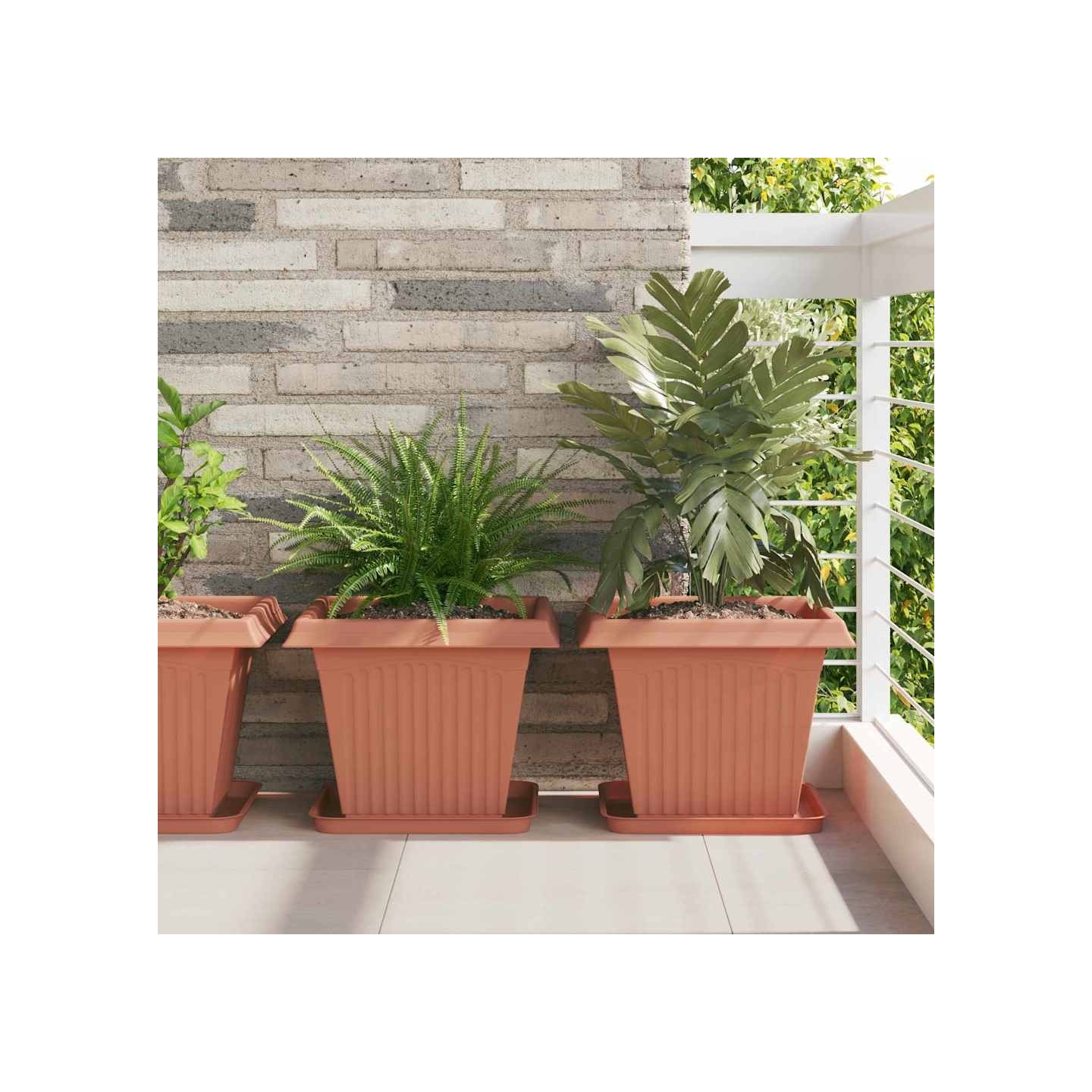 Pots de plantes 6 pc Rouge brique Plastique