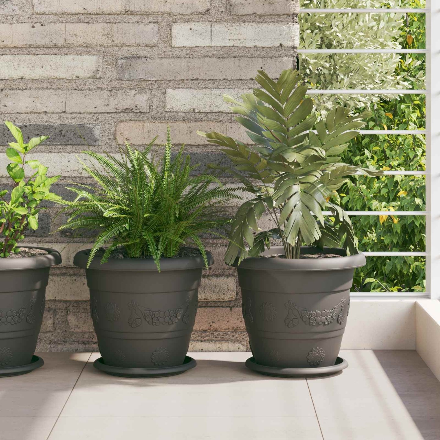Pots de plantes 6 pc Noir Ø 26 x 21.5 cm Plastique