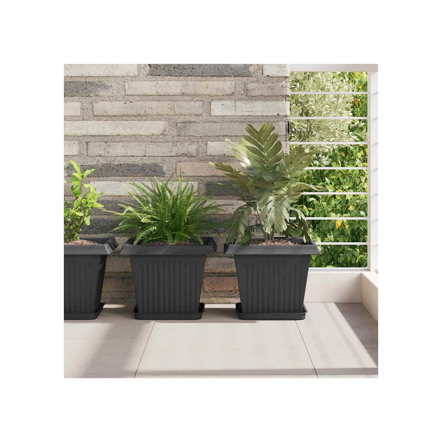 Pots de plantes 24 pc Noir Plastique