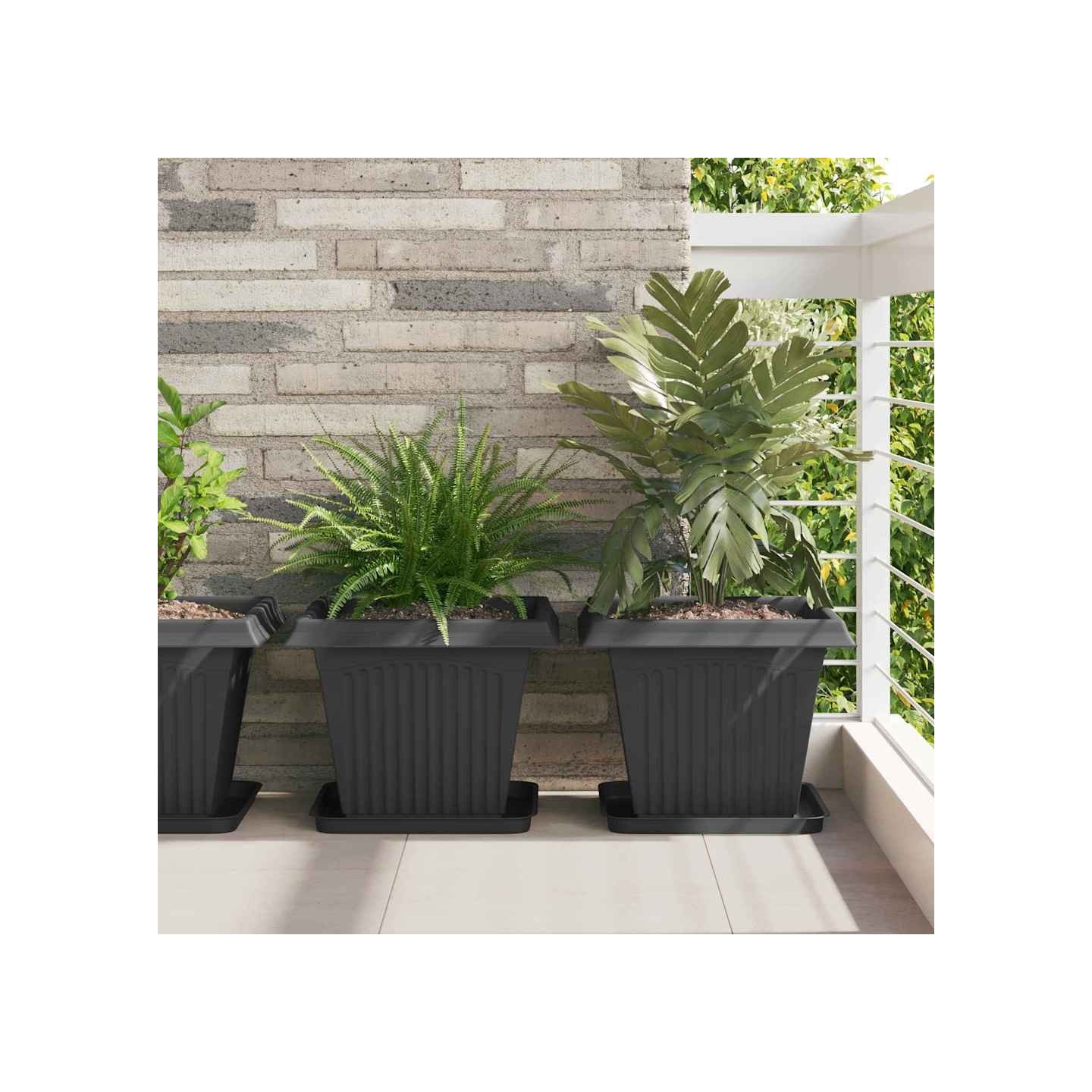 Pots de plantes 6 pc Noir Plastique