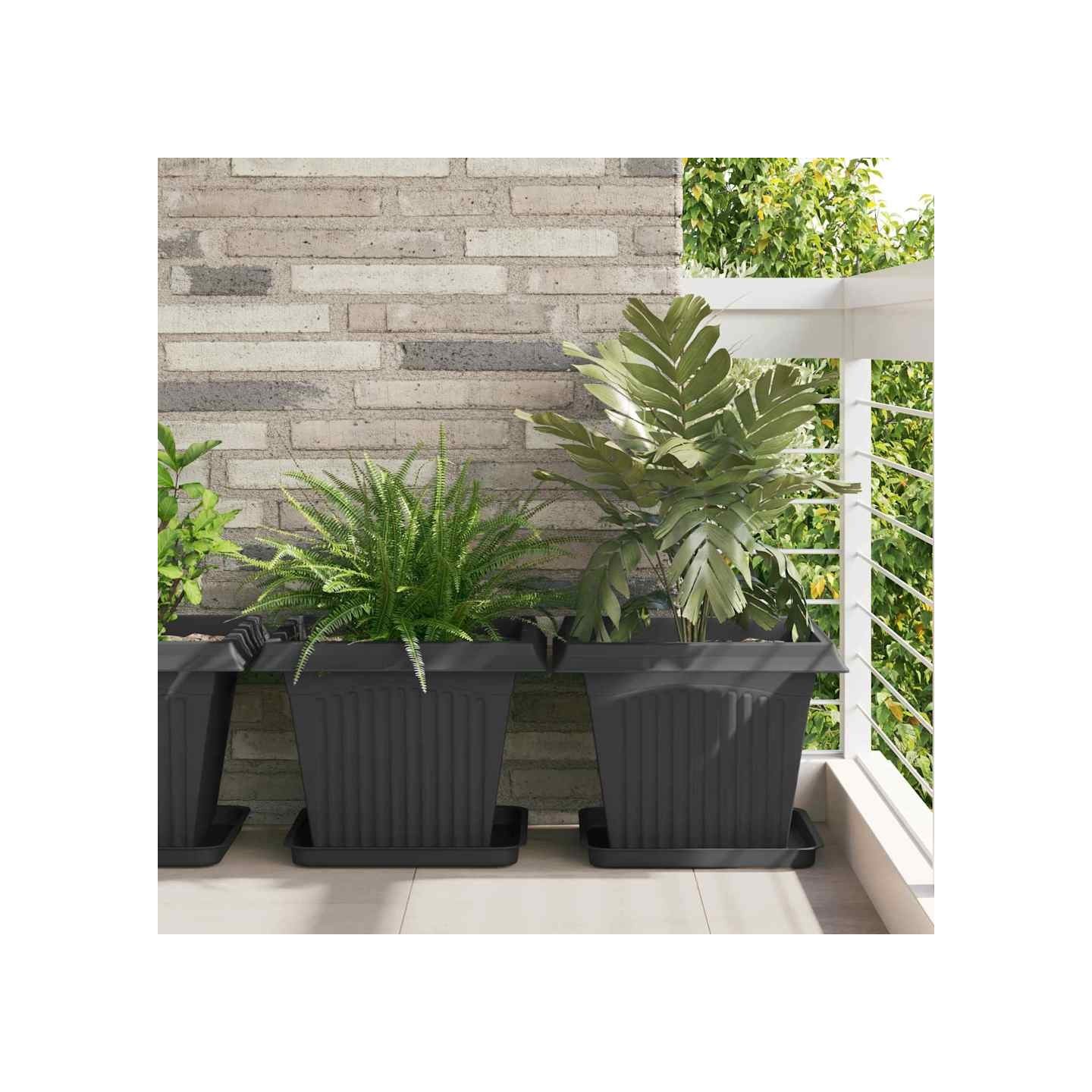 Pots de plantes 6 pc Noir Plastique