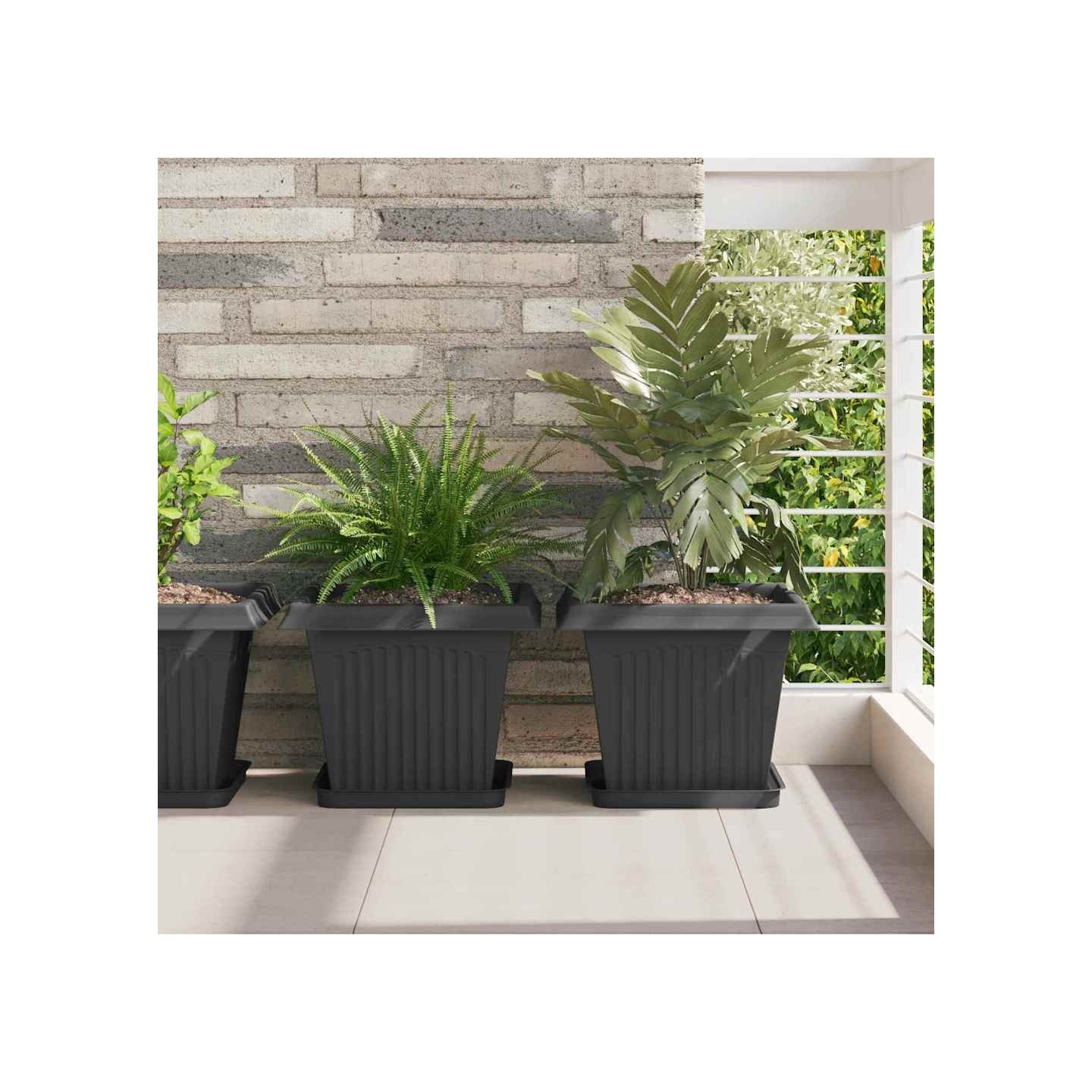 Pots de plantes 24 pc Noir Plastique