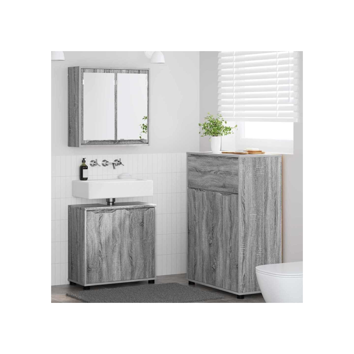 Ensemble de mobilier de salle de bain 3 pc Gris Sonoma