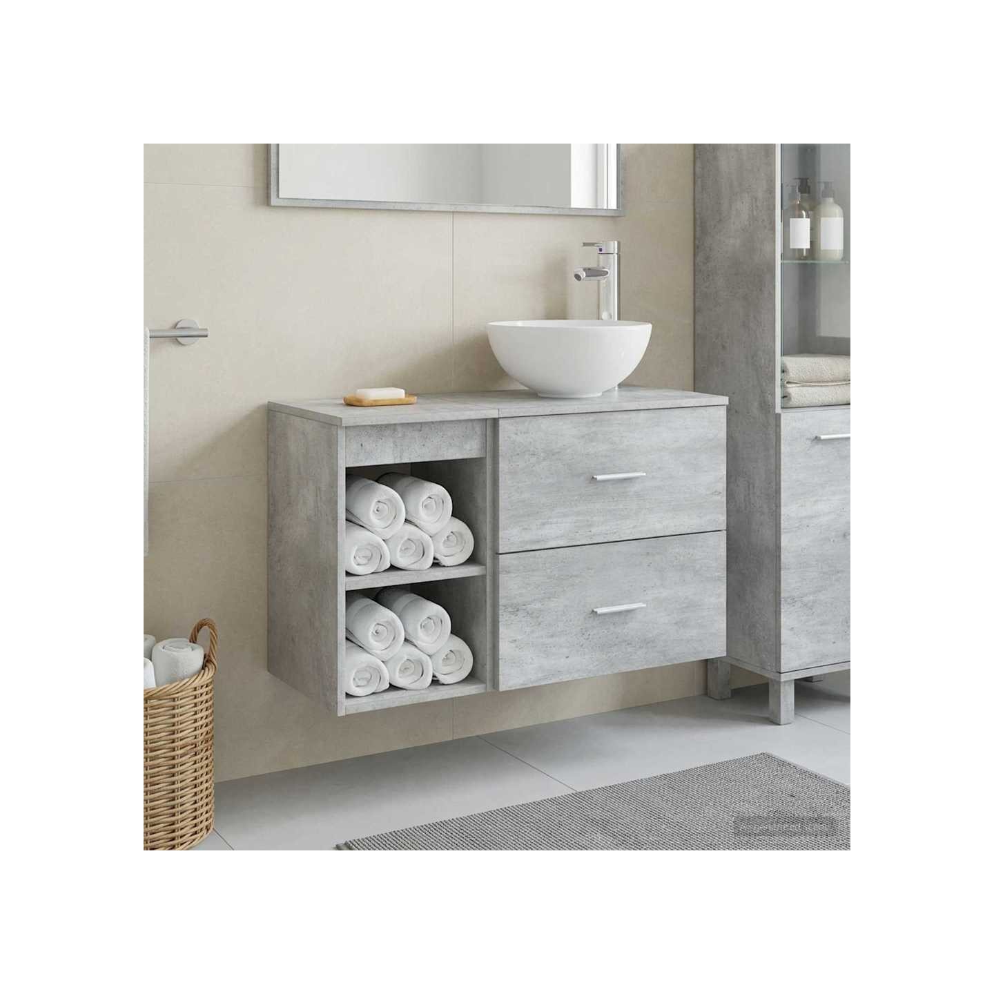 Ensemble de mobilier de salle de bain 2 pc Gris béton