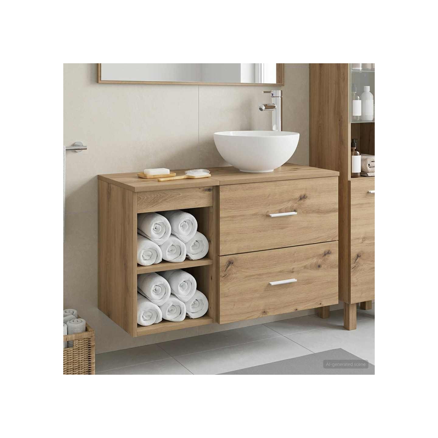 Ensemble de mobilier de salle de bain 2 pc Chêne artisanal