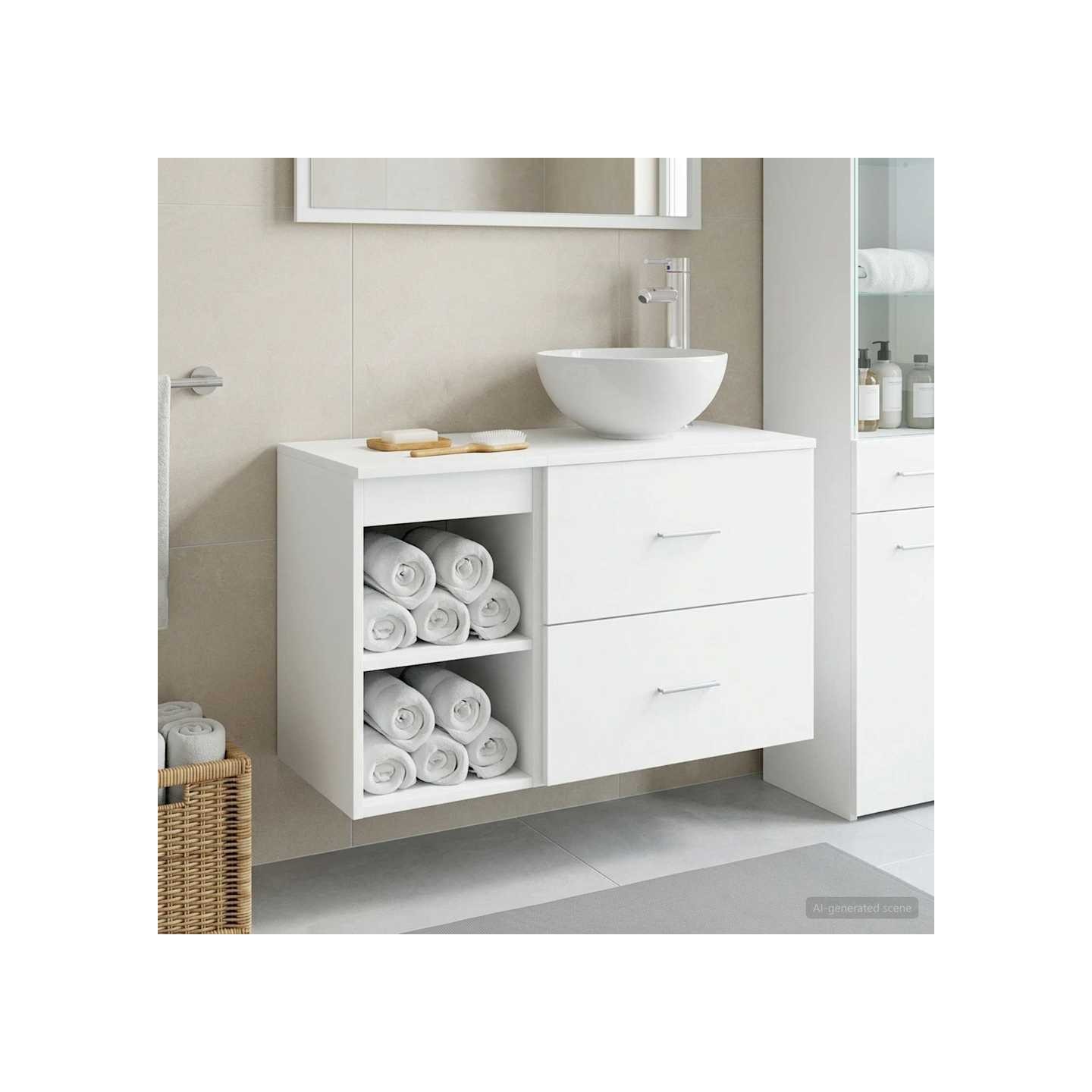 Ensemble de mobilier de salle de bain 2 pc Blanc