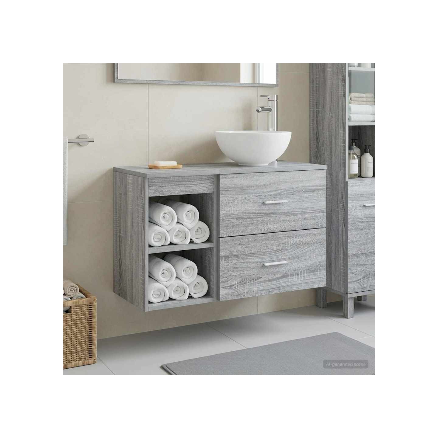 Ensemble de mobilier de salle de bain 2 pc Sonoma gris