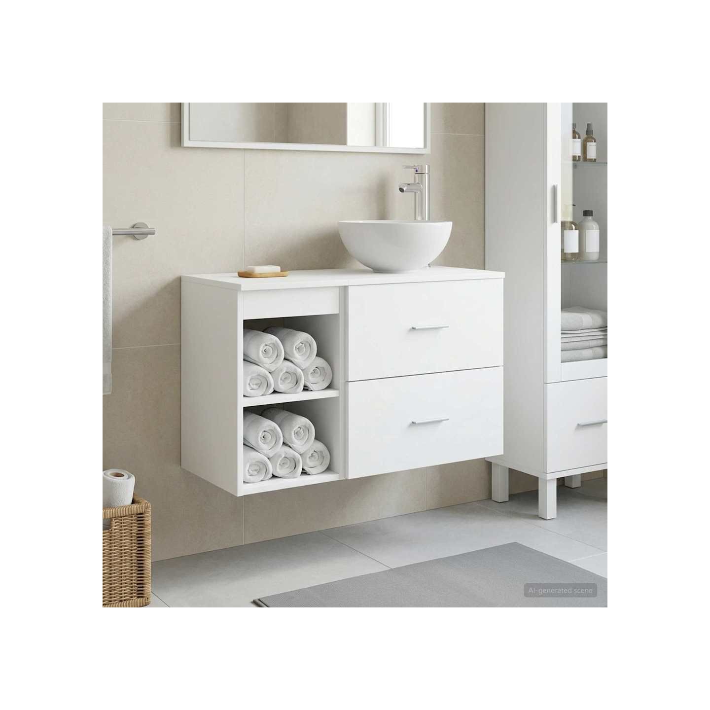 Ensemble de mobilier de salle de bain 2 pc Blanc