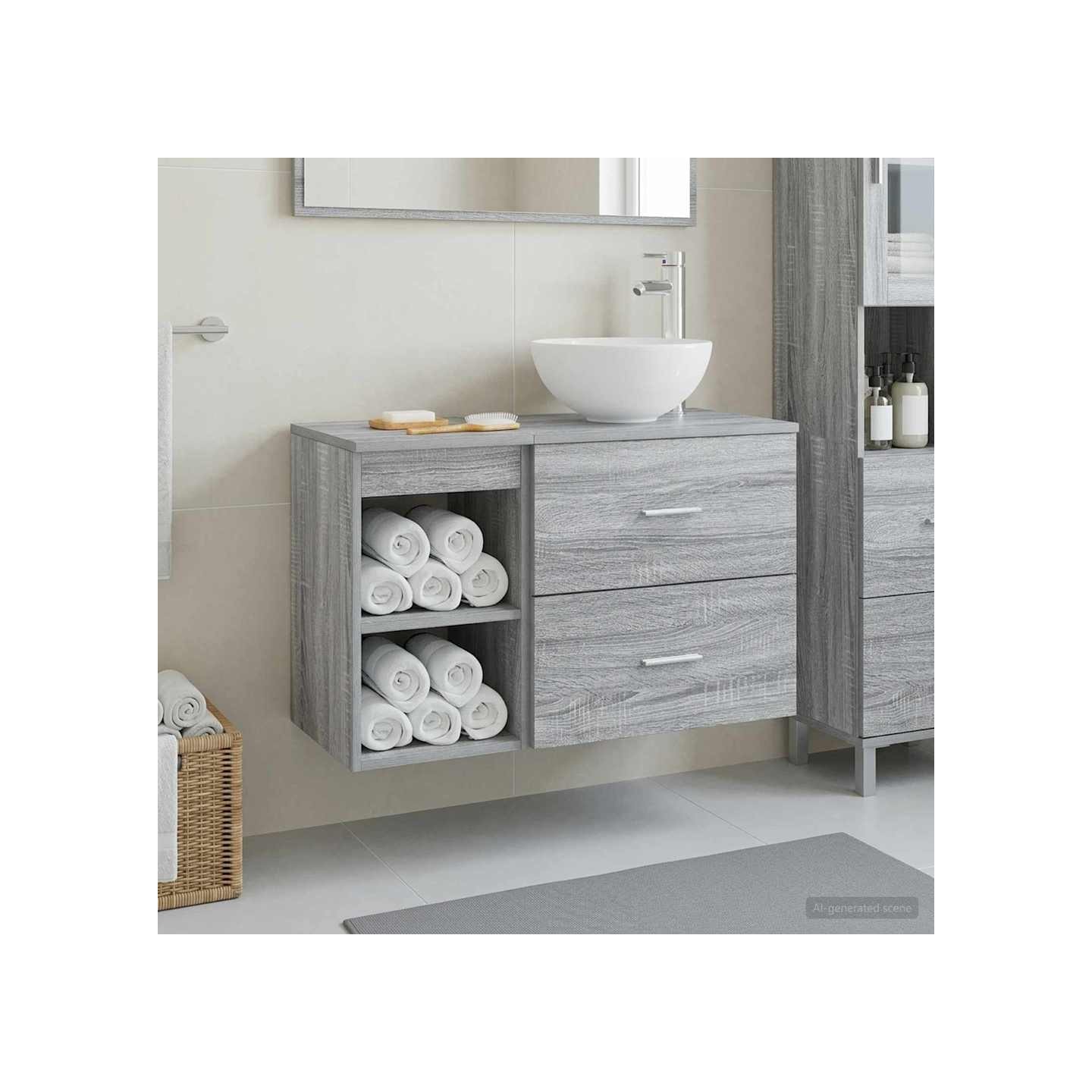 Ensemble de mobilier de salle de bain 2 pc Sonoma gris