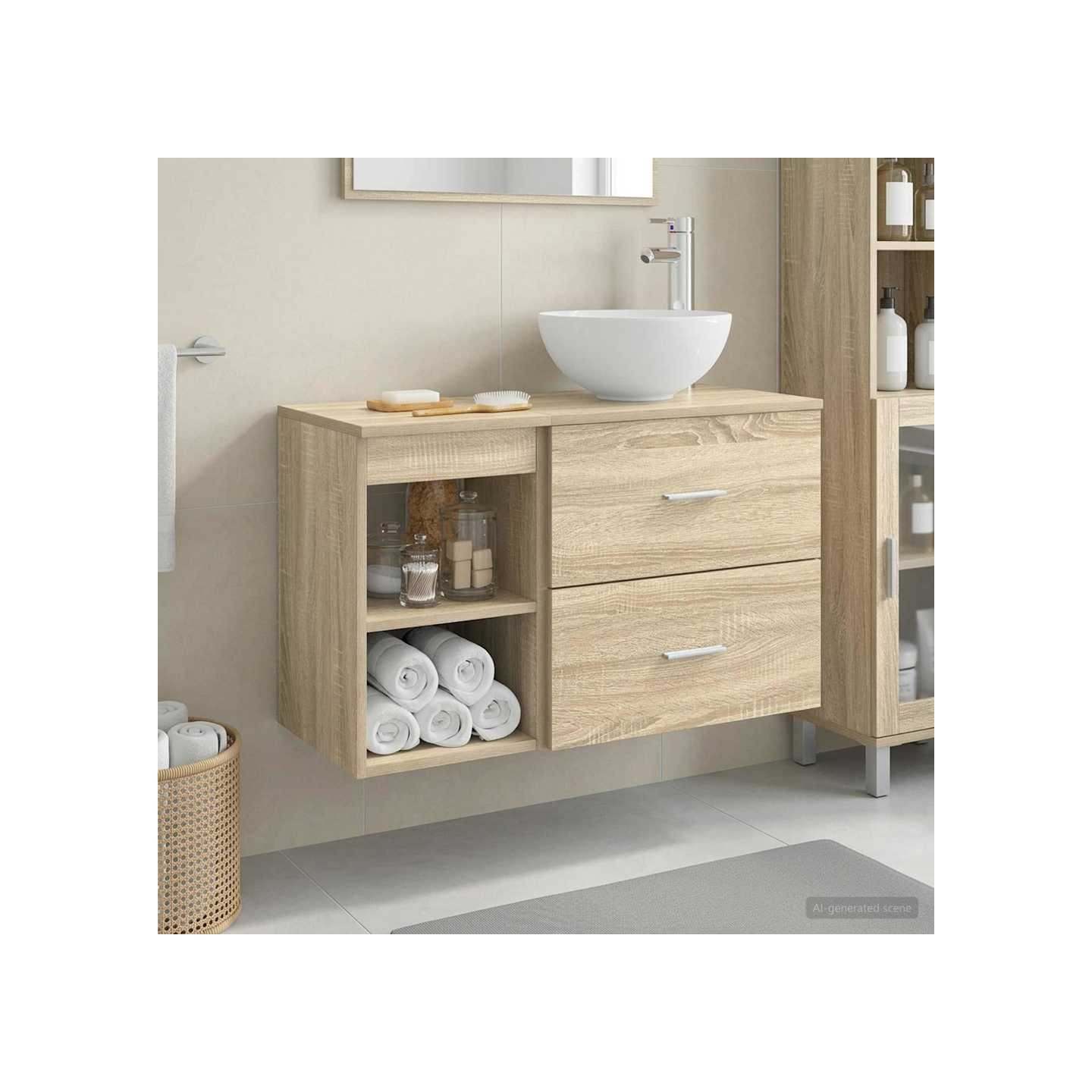 Ensemble de mobilier de salle de bain 2 pc Chêne Sonoma