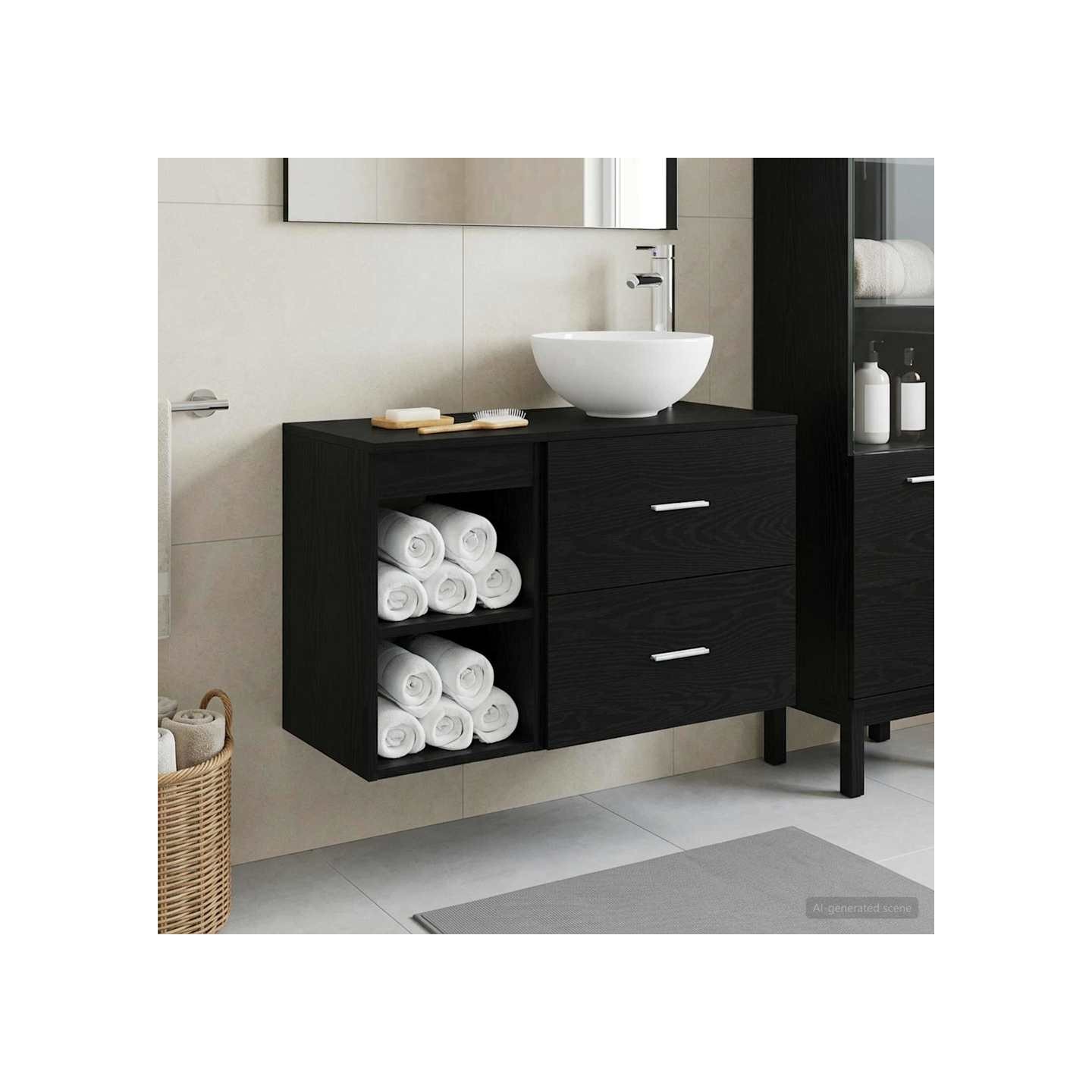 Ensemble de mobilier de salle de bain 2 pc Chêne noir