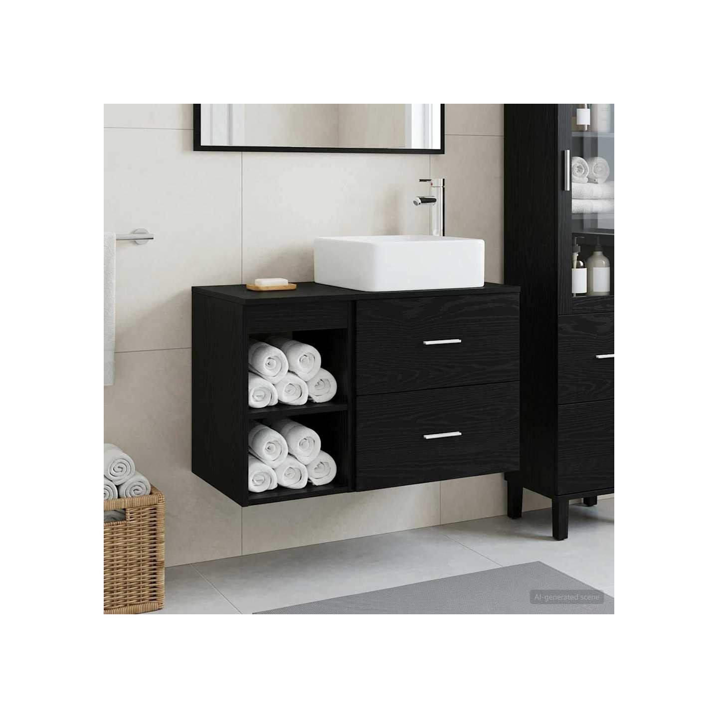 Ensemble de mobilier de salle de bain 2 pc Chêne noir