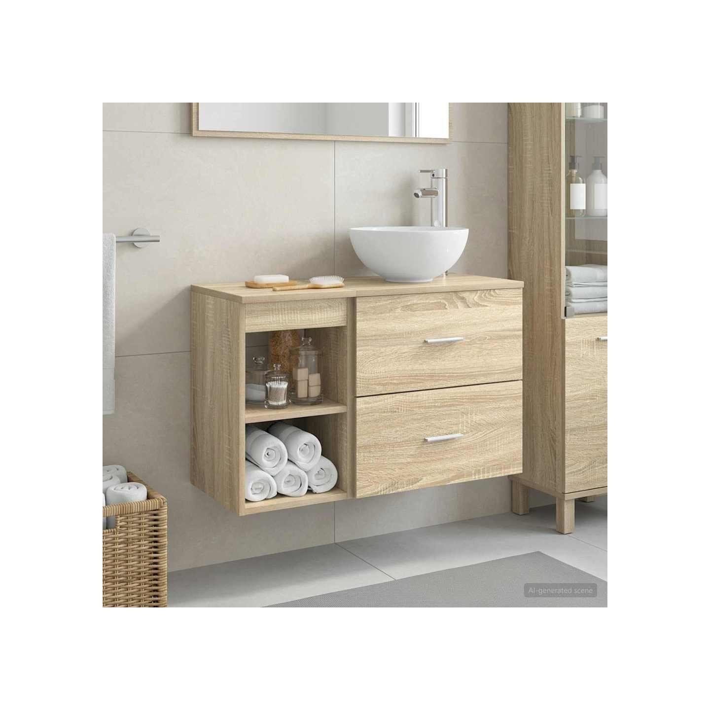 Ensemble de mobilier de salle de bain 2 pc Chêne Sonoma