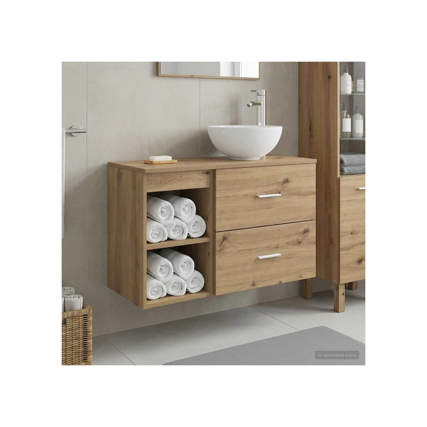 Ensemble de mobilier de salle de bain 2 pc Chêne artisanal
