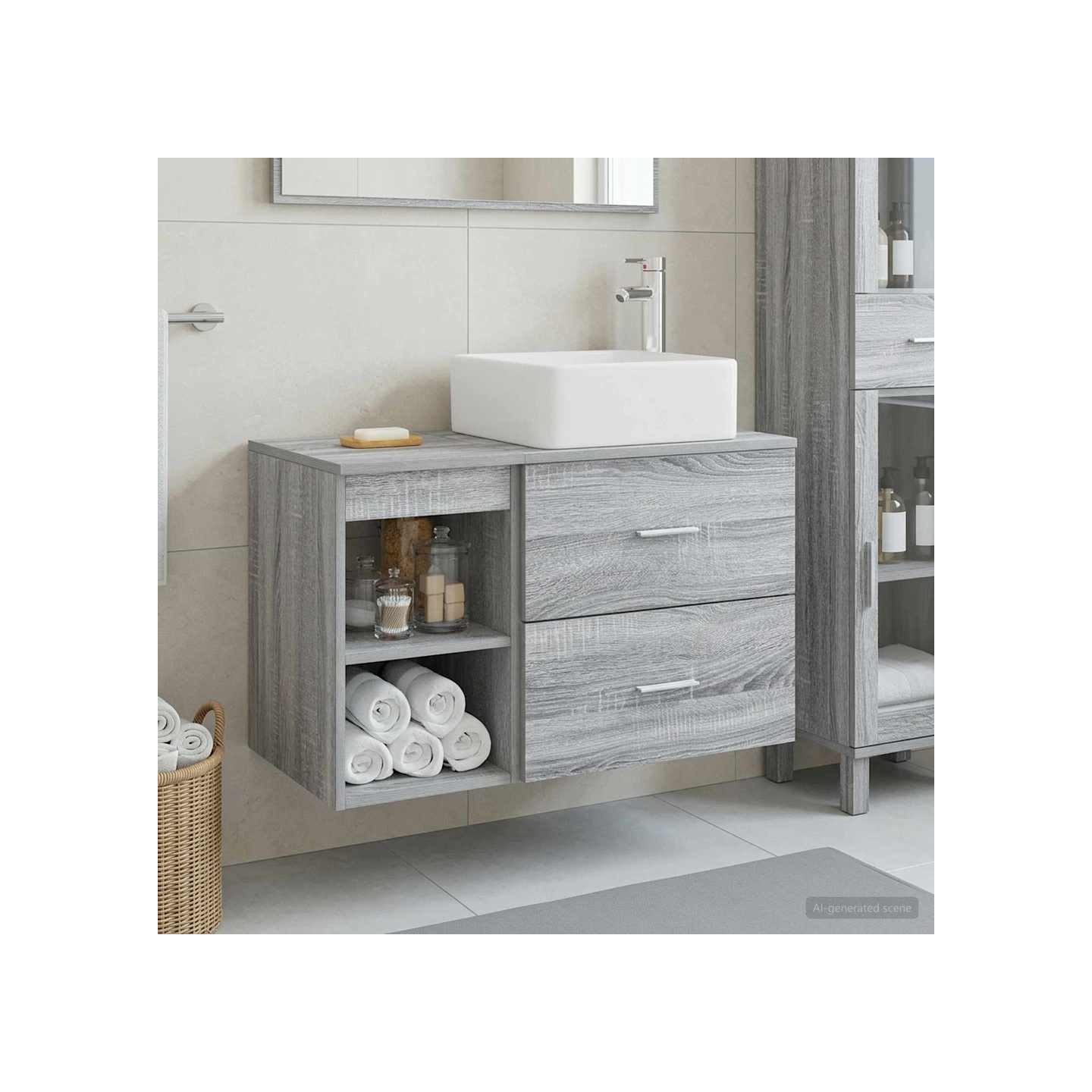 Ensemble de mobilier de salle de bain 2 pc Sonoma gris