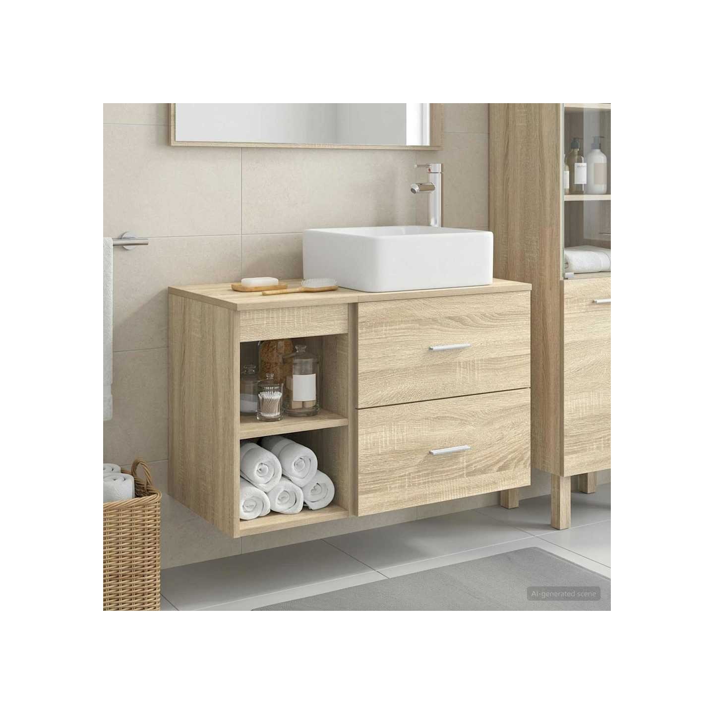 Ensemble de mobilier de salle de bain 2 pc Chêne Sonoma