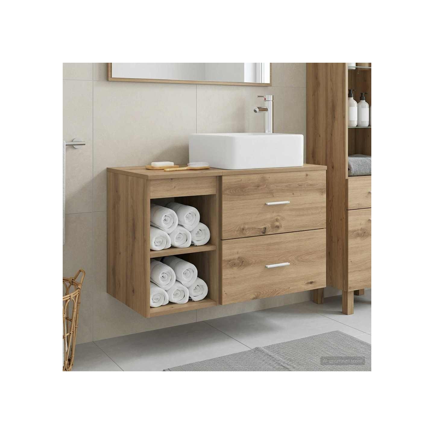 Ensemble de mobilier de salle de bain 2 pc Chêne artisanal