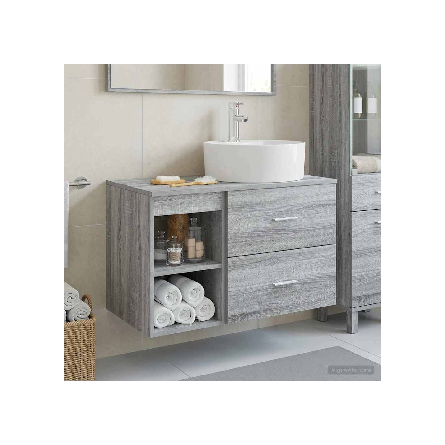 Ensemble de mobilier de salle de bain 2 pc Sonoma gris