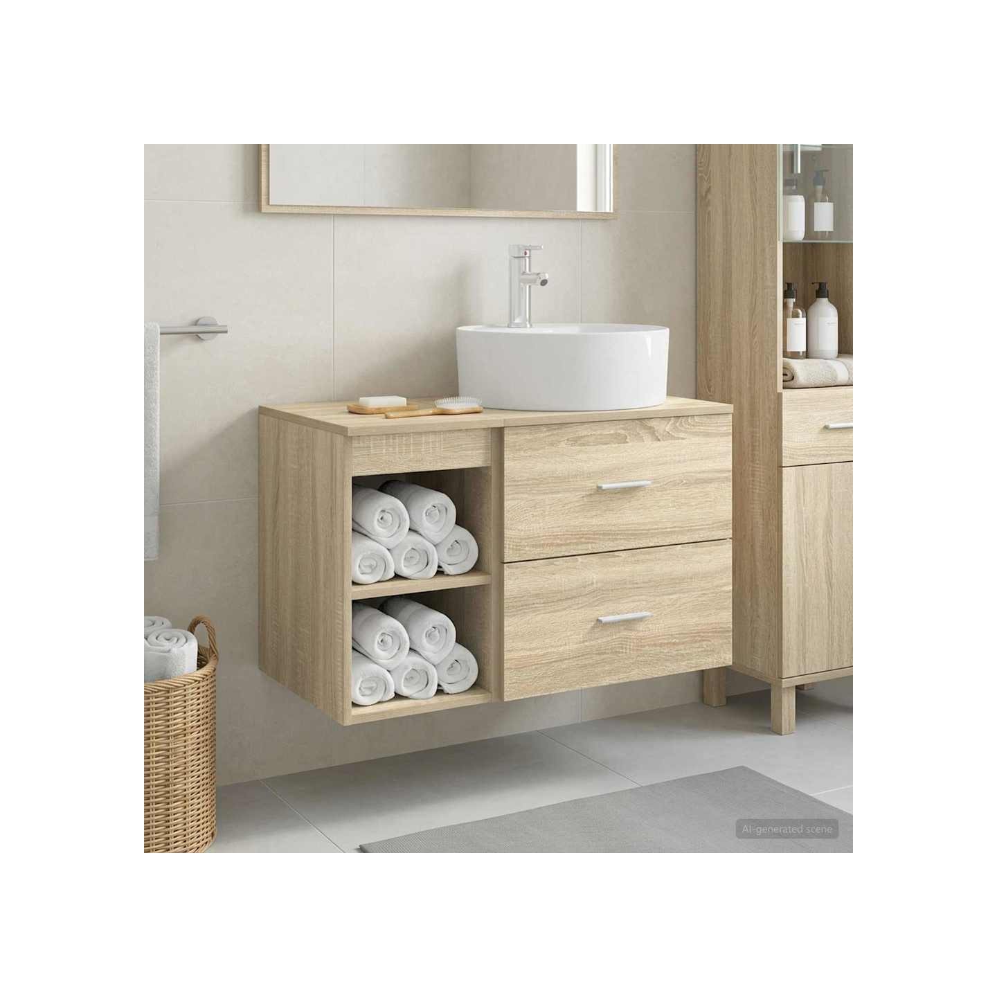 Ensemble de mobilier de salle de bain 2 pc Chêne Sonoma