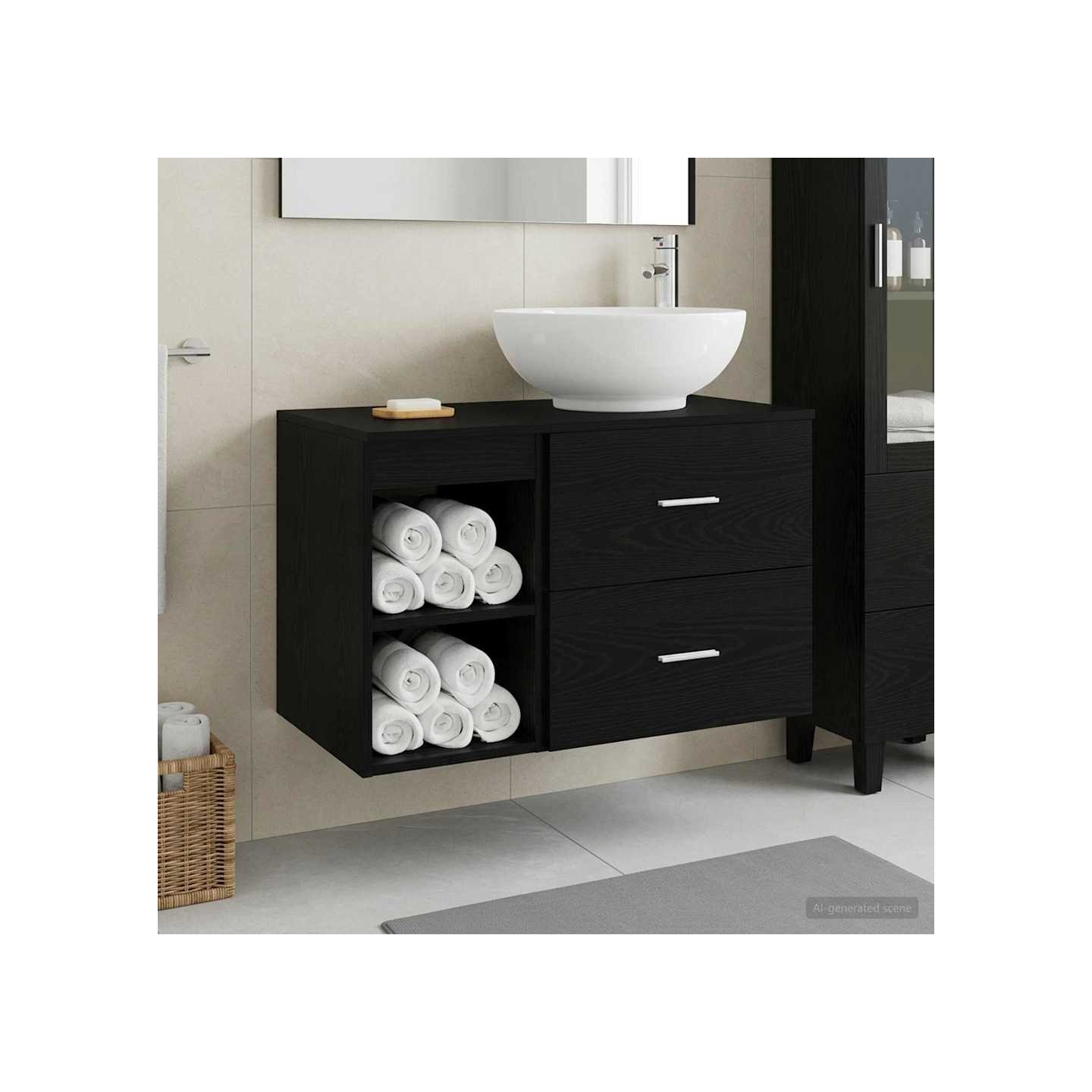 Ensemble de mobilier de salle de bain 2 pc Chêne noir