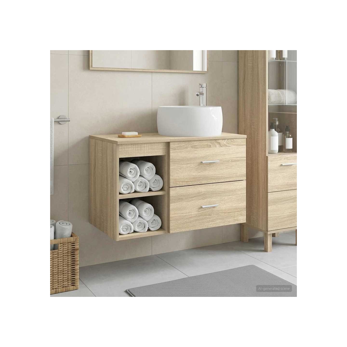 Ensemble de mobilier de salle de bain 2 pc Chêne Sonoma